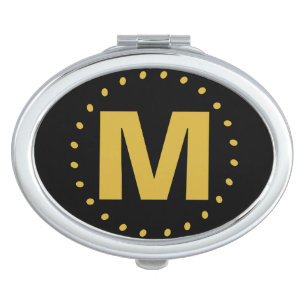 Black Gold Monogram Compact Mirror