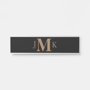 Black & Gold Monogram Custom Hanging Name Plate