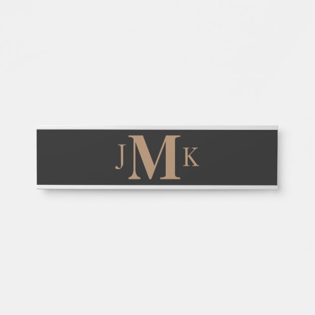  Black & Gold Monogram Custom Hanging Name Plate (Front)