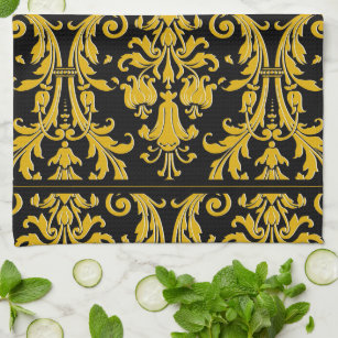 black and gold kitchen towels