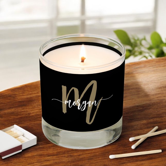 Black Gold Monogram Dorm Room Scented Candle (Creator Uploaded)