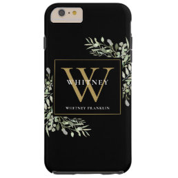 Black Gold Monogram Elegant Modern Greenery Tough iPhone 6 Plus Case