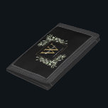 Black Gold Monogram Elegant Modern Greenery Trifold Wallet<br><div class="desc">Elegant watercolor greenery leaves monogram name wallet featuring a gold monogram initial on a chic black background. Designed by Thisisnotme©</div>