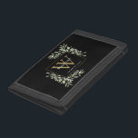 Black Gold Monogram Elegant Modern Greenery Trifold Wallet<br><div class="desc">Elegant watercolor greenery leaves monogram name wallet featuring a gold monogram initial on a chic black background. Designed by Thisisnotme©</div>