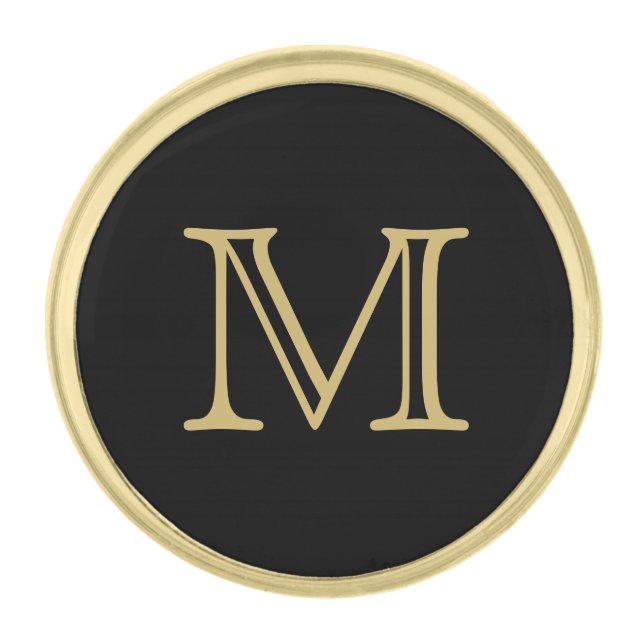 Black Gold Monogram Finish Lapel Pin (Front)