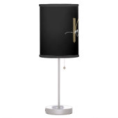 Black Gold Monogram Girl's Dorm Room Table Lamp (Left)