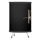 Black Gold Monogram Girl's Dorm Room Tripod Lamp (Left)