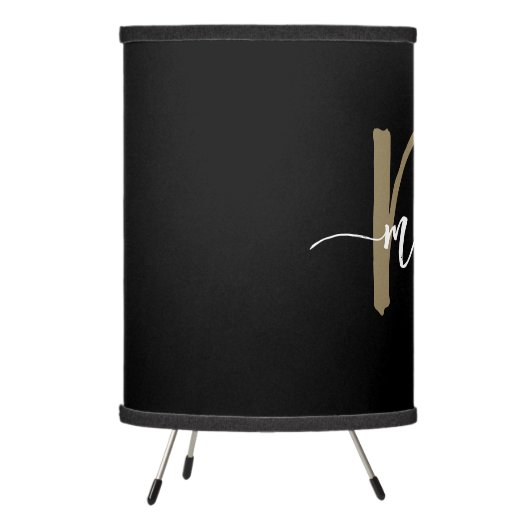 Black Gold Monogram Girl's Dorm Room Tripod Lamp (Left)