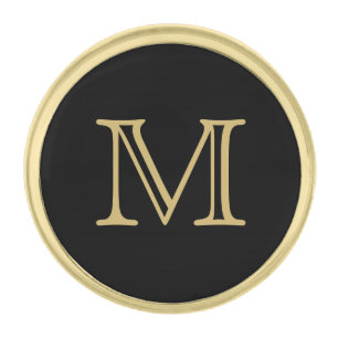 Black Gold Monogram Gold Finish Lapel Pin