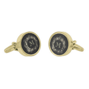 Black Gold Monogram Groomsmen Cufflinks