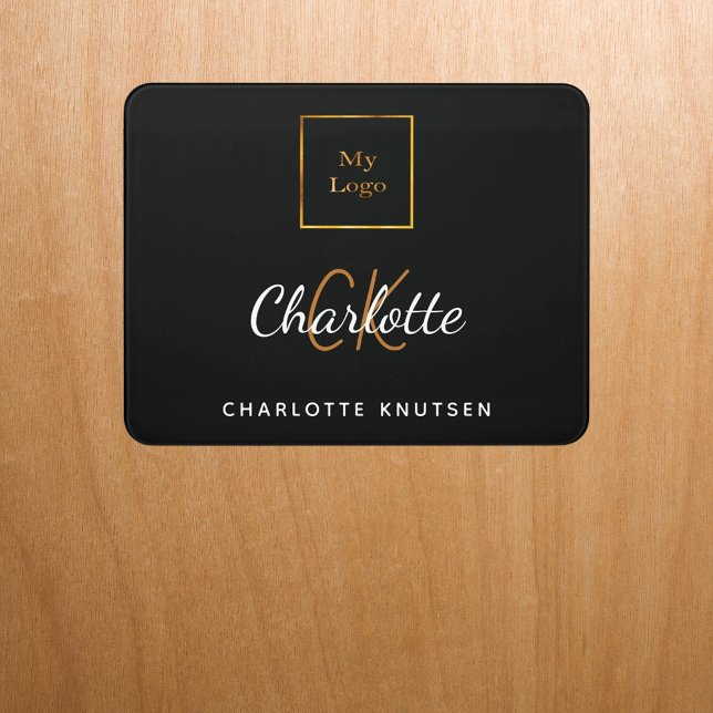Black gold monogram initails name business logo door sign (Creator Uploaded)