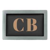 Black gold monogram initials elegant modern belt buckle