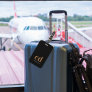 Black gold monogram initials elegant modern luggage tag