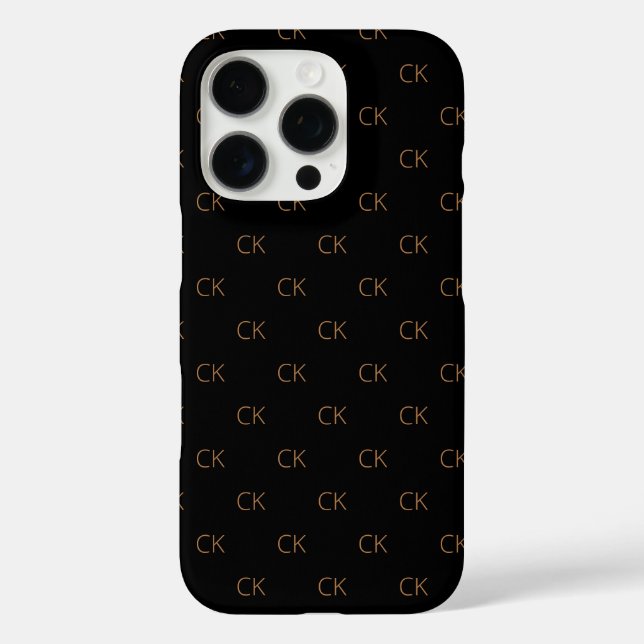 Black gold monogram initials modern minimalist Case-Mate iPhone case (Back)