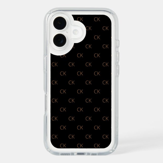 Black gold monogram initials modern minimalist speck iPhone case (Front)