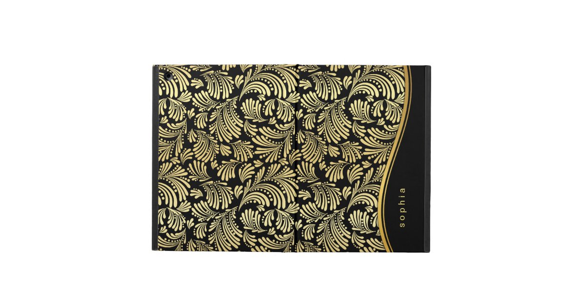 Black Gold Monogram iPad Folio Case For iPad Air | Zazzle