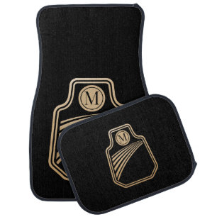 Black Gold Monogram Logo Car Floor Mat
