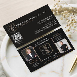 Black Gold Monogram Luxury Attorneys At Law Photo Business Card