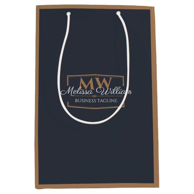 Black Gold Monogram Medium Gift Bag (Front)