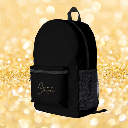 Black Gold Monogram Mens Womens Travel Laptop Cool Printed Backpack