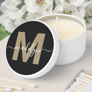 Black Gold Monogram Mini Candle Favors