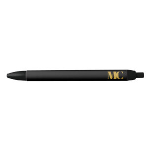 Black Gold Monogram Monogrammed Elegant Modern Pen