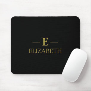 Black & Gold Monogram Mouse Pad – Desk Accessory