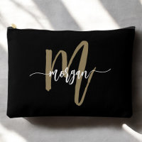 Black Gold Monogram Name Girl's Script 