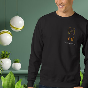 Black gold monogram name logo business sweatshirt