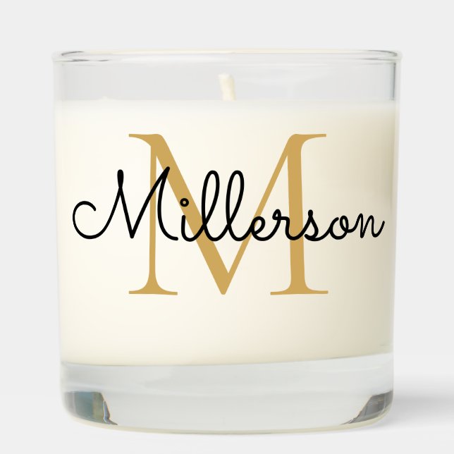  Black Gold Monogram Name Scented Candle (Right)
