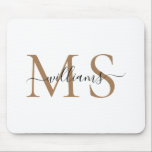 Black & Gold Monogram Name Wedding  Mouse Pad<br><div class="desc">Black & Gold Monogram Last Name Mouse Pad.</div>