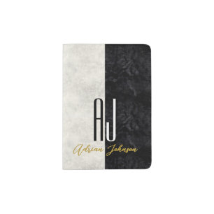 Black Gold Monogram Passport Holder