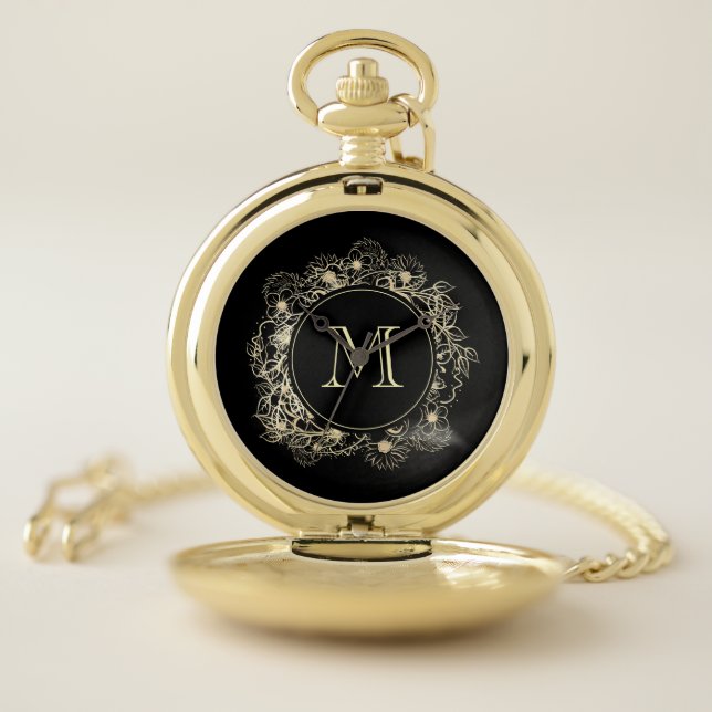 Black Gold Monogram Pocket Watch Gift (Inside)