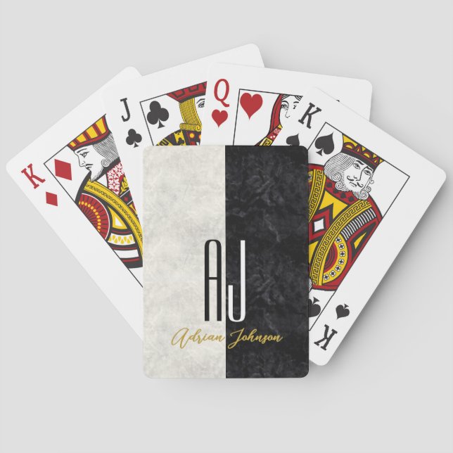 Black Gold Monogram Poker Cards (Back)