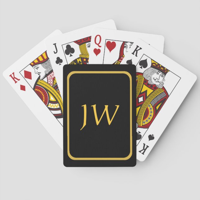 Black & Gold Monogram Poker Deck (Back)