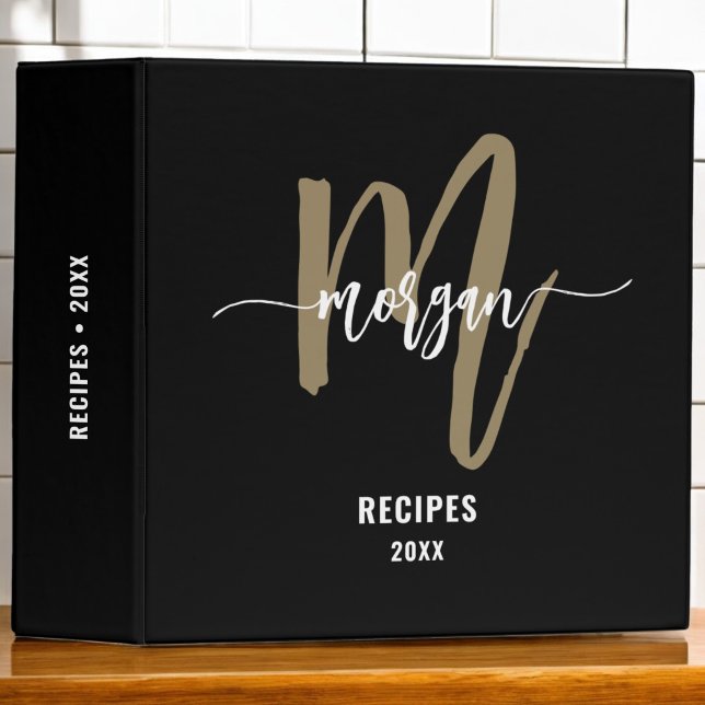 Black Gold Monogram Recipe Book 3 Ring Binder (Creator Uploaded)