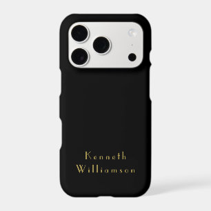 Black Gold Monogram Retro Name Minimalist Men Chic iPhone 17 Pro Case