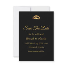 Black Gold Monogram Save The Date Card