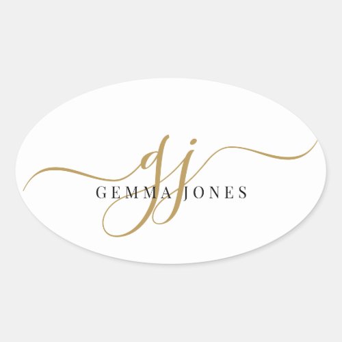 Black Gold Monogram Script Name Envelope Seal