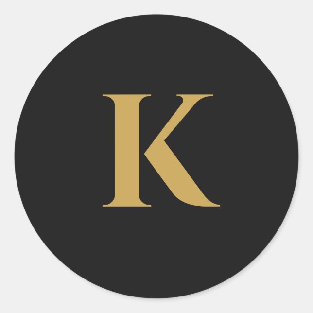 Black Gold Monogram Sticker K (Front)