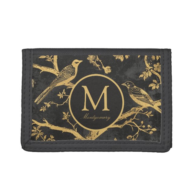 Black Gold Monogram  Tri-fold Wallet (Front)