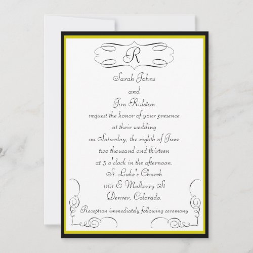 Black Gold Monogram Wedding Invitation