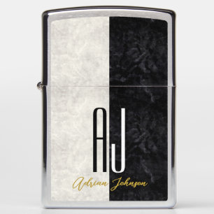 Black Gold Monogram Zippo Lighter Gift
