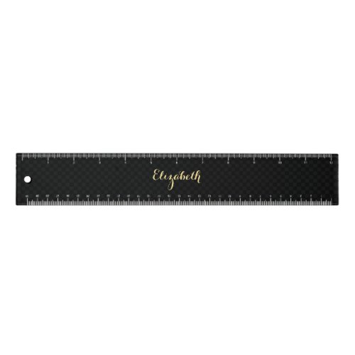 Black Gold Monogrammed Elegant Kids School Office Ruler