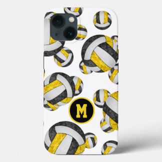 Black gold monogrammed girls volleyball iPhone 13 case