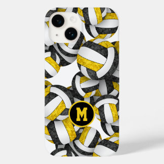 Black gold monogrammed girls volleyball Case-Mate iPhone 14 case