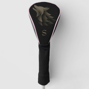 Black & Gold Monogrammed Leather fit Golf Head Cover