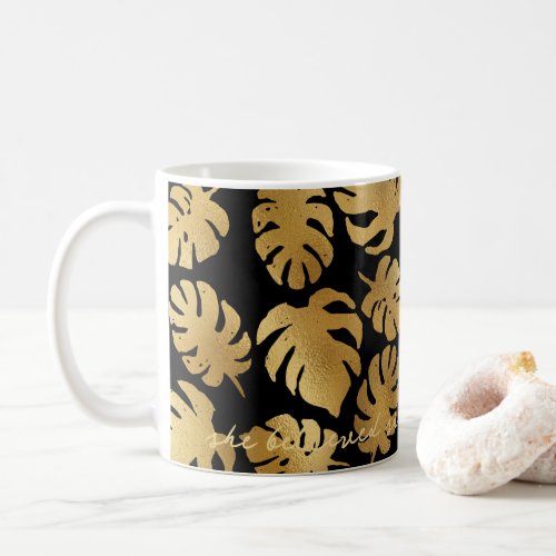 Black Gold Monstera Leaves She Believed She Could Coffee Mug