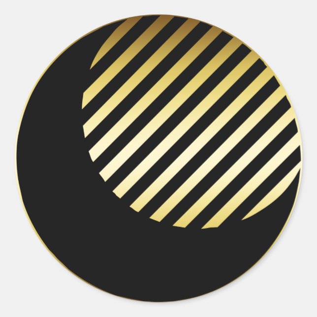BLACK & GOLD MOON CLASSIC ROUND STICKER (Front)