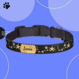 Black Gold Moon/Luna &amp; Stars Personalized Pet Pet Collar